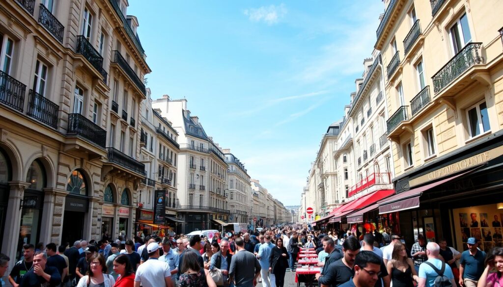 Crowded Paris street