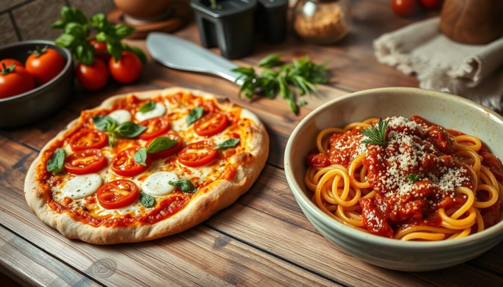 Italian pizza and pasta