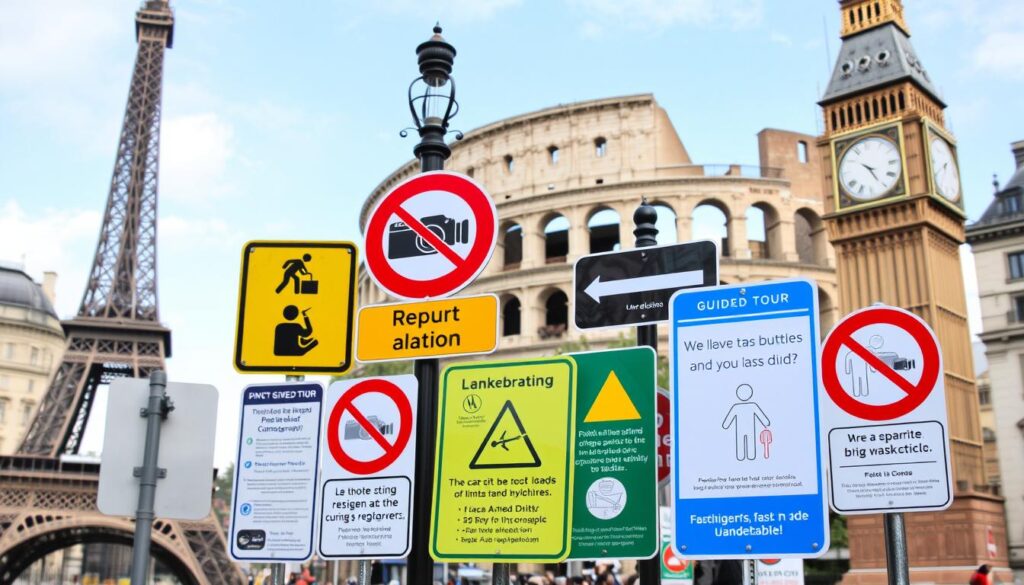 Signage at European Landmarks