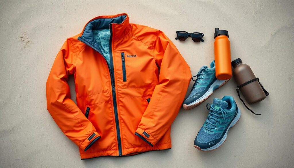 packable jackets and comfortable walking shoes